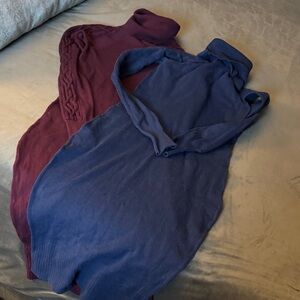 Moda International Burgundy and Navy Turtleneck Sweater dresses XS